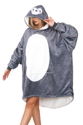 Penguin Face Printed Hoodie - TheHugSnugStore