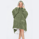 Teddy Hooded Blanket Green - TheHugSnugStore