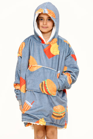 Burger & Fries kids Hoodie Grey - TheHugSnugStore