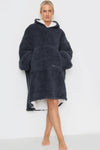 Teddy Hooded Blanket Navy - TheHugSnugStore