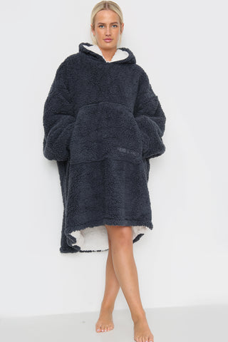 Teddy Hooded Blanket Charcoal - TheHugSnugStore