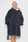 Teddy Hooded Blanket Navy - TheHugSnugStore