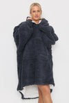 Teddy Hooded Blanket Navy - TheHugSnugStore