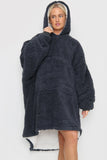 Teddy Hooded Blanket Navy - TheHugSnugStore