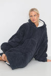 Teddy Hooded Blanket Grey - TheHugSnugStore