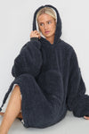 Teddy Hooded Blanket Navy - TheHugSnugStore