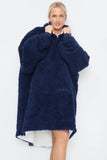 Teddy Hooded Blanket Navy - TheHugSnugStore