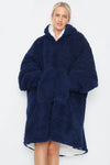 Teddy Hooded Blanket Navy - TheHugSnugStore