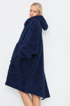 Teddy Hooded Blanket Navy - TheHugSnugStore