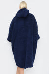 Teddy Hooded Blanket Navy - TheHugSnugStore