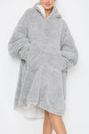 Teddy Hooded Blanket Grey - TheHugSnugStore