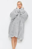 Teddy Hooded Blanket Grey - TheHugSnugStore