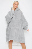 Teddy Hooded Blanket Grey - TheHugSnugStore