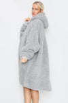 Teddy Hooded Blanket Grey - TheHugSnugStore