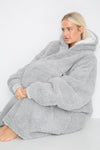 Teddy Hooded Blanket Grey - TheHugSnugStore