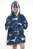 Snowy Dachshund Navy Kids Hoodie - TheHugSnugStore