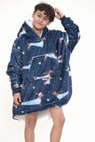 Snowy Dachshund Navy Kids Hoodie - TheHugSnugStore